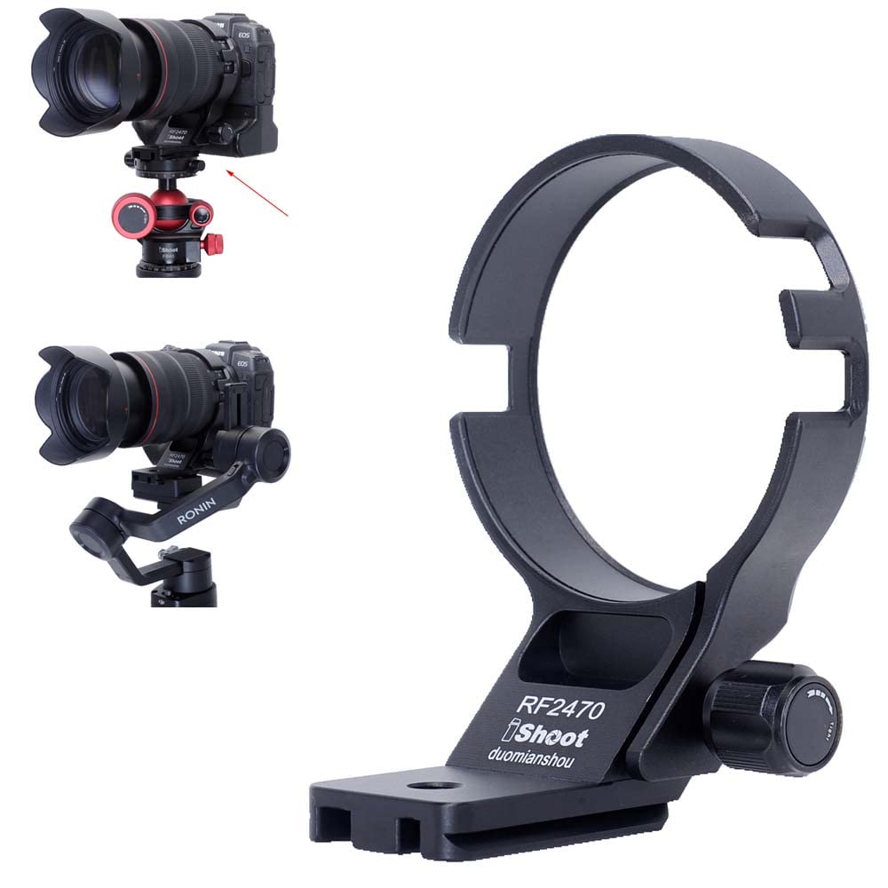 iShoot CNC Metal Tripod Mount Ring Lens Collar Compatible with Canon RF 24-70mm F2.8L IS USM, Lens Support Holder Bracket Bottom is Arca-Swiss Fit Quick Release Plate Dovetail Groove