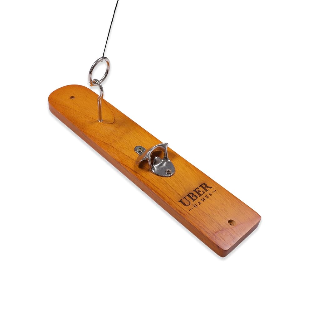 Uber Games Hook and Ring Game – Premium Indoor or Outdoor Wooden Ring Toss Skill Game with added Magnetic catch Bottle Opener – Perfect for Pub, Garden, Garage Fun