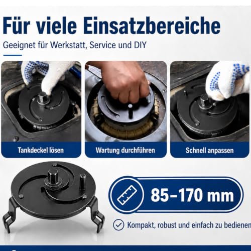 Lomhyve Universal Adjustable Fuel Tank Cap Wrench | 3-Jaw Tool 87-170mm for Disassembling Fuel Pump and Fuel Gauge - Auto Mechanical Tools