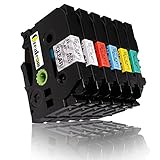 Greateam Compatible Label Tape Replacement for Brother P-Touch Label Tapes TZ131 TZ231 TZ431 TZ531 TZ631 TZ731 12mm 0.47" TZe Tapes, for Brother PTD210 PT1890 PTH110 PTD400 PT1290 PTD600, 6-Pack