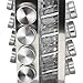 Adorox Steel Spice Rack - Round or Square Revolving Stainless Space Saving Kitchen Storage Organizer for Seasoning Dried Herbs (Square 16 Spice Jars)