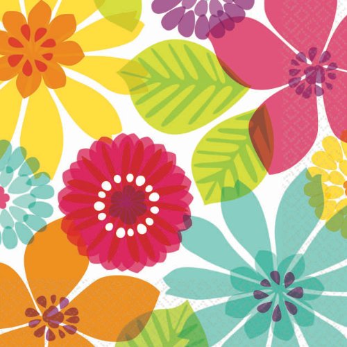 Amscanday In Paradise Party Beverage Napkins 7" 16 Ct