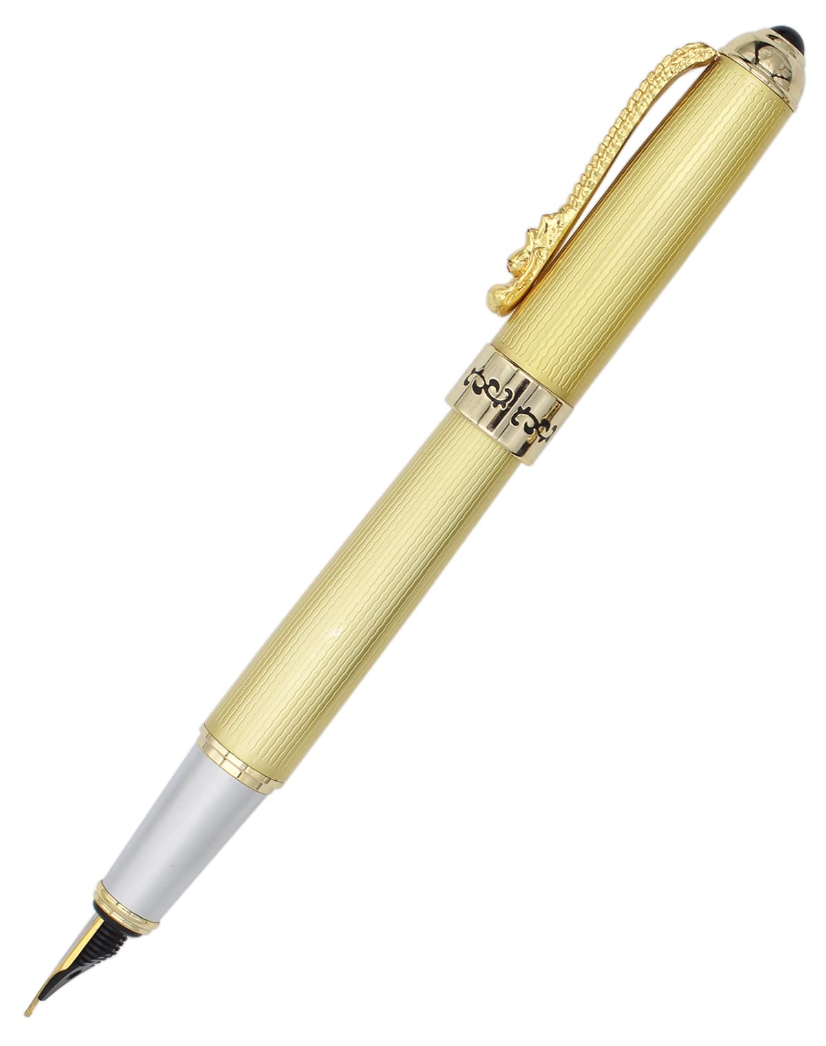 Gullor Advanced Jinhao 1000 Executive Fountain Pen Golden Dragon Clip Medium Nib