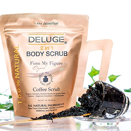 DELUGE Organic Coffee Body Scrub and Face Scrub. Best Natural