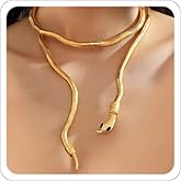 ANGLEQUEEN Medusa Costume Women Gold Silver Black Snake Necklace Adjustable Punk Bracelet Choker Flexible Snake Bracelets Halloween Witch Accessorie Jewelry