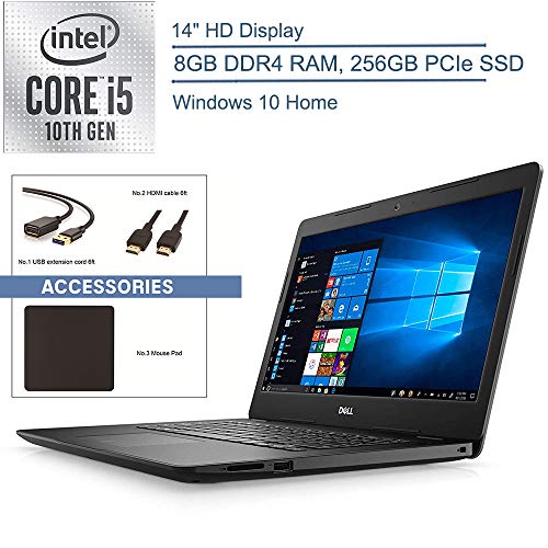 2020 Dell Inspiron 14 14″ Laptop Computer, 10th Gen Intel Quad-Core i5 1035G4 Up to 3.7GHz (Beats i7-7500u), 8GB DDR4 RAM, 256GB PCIe SSD, 802.11ac WiFi, Bluetooth 4.1, Windows 10, YZAKKA Accessories