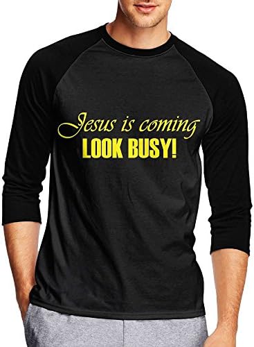 QQfffGTR Jesus Is Coming Look Busy Hot Seller Men New Style Round Neck Half Sleeve Raglan Sleeves T-shirt