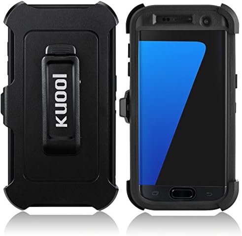 Galaxy S7 Edge Case,Samsung Galaxy S7 Edge Case,Kuool Heavy Duty Rugged Scratch Resistant Shockproof Max Protective with Belt Clip &amp; Built-in Screen Protector Case for Galaxy S7 Edge (Black)