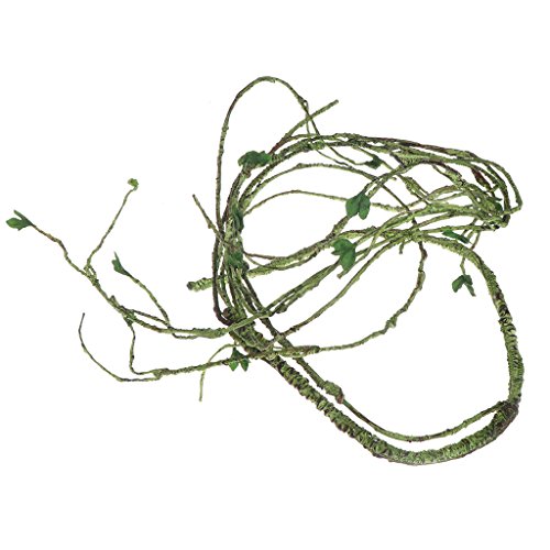 Qupida 1.6Meter Long Plastic Artificial Ivy Vine for Reptile Amphibian Green Simulation Plants Pet House Decor Jungle Habitat (Thin and long)