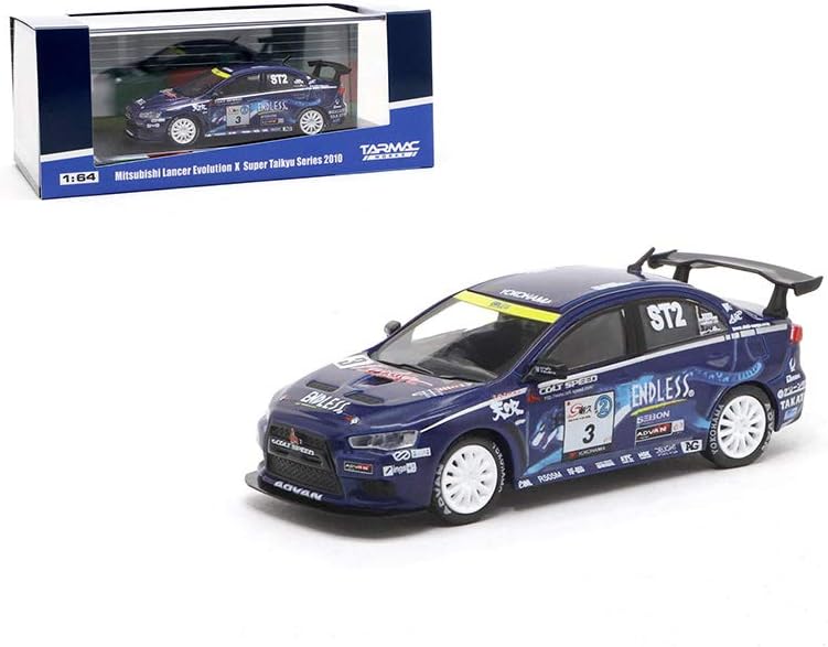 New DIECAST Toys CAR TARMAC Works 1:64 - Mitsubishi Lancer EVO X Super TAIKYU Series 2010 Mineo/MURATA/YAMAUCHI T64-004-ENL