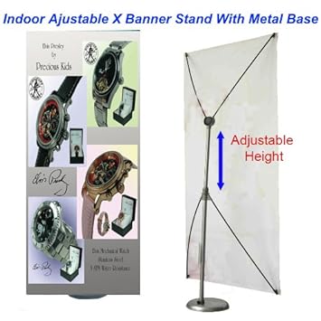 X Banner Stand W Metal Base Adjustable Indoor Sign Display