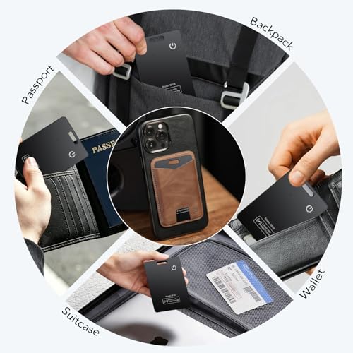Wallet Tracker Card 2-Pack [Apple MFi Certified], Air Tracker Tag Works with Apple Find My (iOS Only), IP68, Rechargeable Bluetooth Tracker Card for Wallet Luggage Suitcase, Bag, Passport, Black