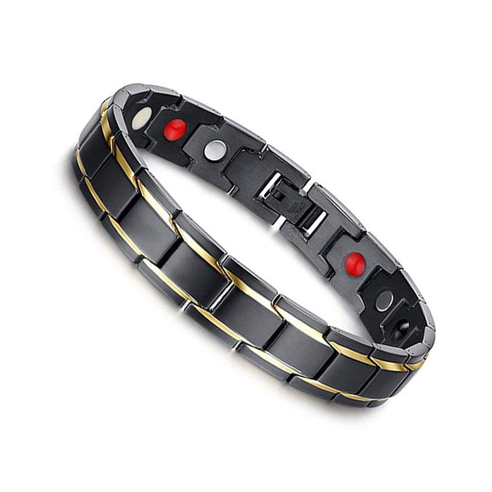 Men Titanium Stainless Steel Magnetic Therapy Bracelet 4 Elements Health Bangle Pain Relief for Arthritis With Free Link Remove Tool By Santune