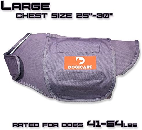 Dogicare Dog Anxiety Shirt Jacket For Comfort Fear Noise Car Or Travel Separation Problems And Any Excitability (Large, Grey)