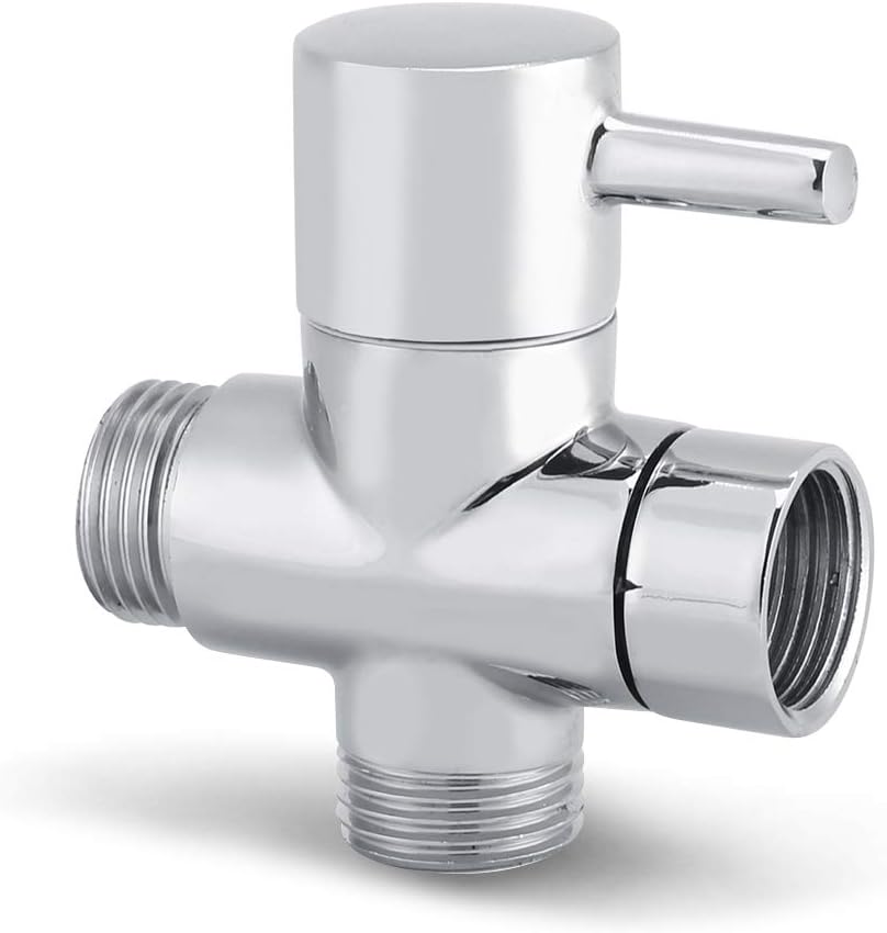 Shower Arm Diverter Valve Brass G1/2 3 Way Universal Bathroom Shower System Component Replacement for Handheld Fixed Spray Shower Head Polished Chrome