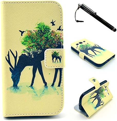 S3 Case, Galaxy S3 Case, Samsung S3 Case, Deer Leather Flip Wallet Protective Soft Skin Case Magnetic Clasp Dust plug Stylus for Samsung Galaxy S3 i9300 (Built-in Credit Card/ID Card Slot)