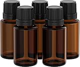 Aromatherapy 15 mL Glass Bottles with Droppers - 5 Bottle Pack