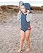 RuffleButts® Baby/Toddler Girls Navy Polka Dot One Piece Rash Guard Swimsuit - 12-18m
