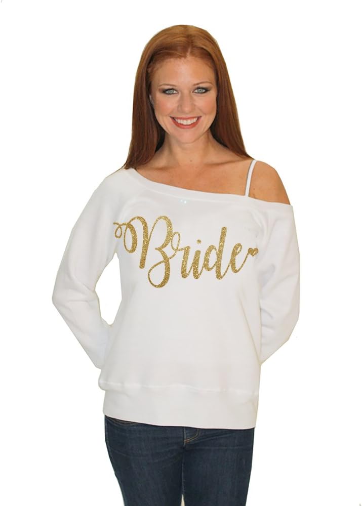 Bride Sweatshirt with Gold Glitter - Off The Shoulder