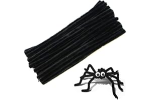 TPPYONY 100Pcs Black Pipe Cleaners Chenille Stem for DIY Crafts,Arts,Wedding,Home,Party,Holiday Decoration 6 mm x 12 Inch