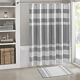 Madison Park - Spa Reversible Cotton Bath Rug - Grey - 20(W)" x 30(L)" - Striped - Water Absorbent- Fast Drying- Bath Mats - Feels Fluffy - Stylish & Sophisticated