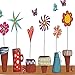 Wall Sticker Flowers Pots Small Garden Plants Butterflies Paper Home Decal Removable Wall Vinyl Window Decor Living Room Bedroom PVC Art Waterproof DIY Sticker