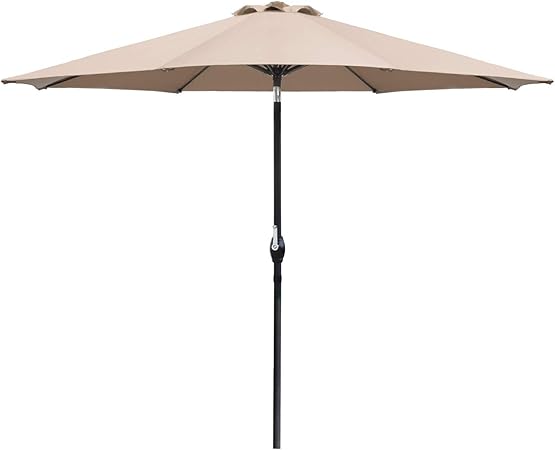 Amazon Com Flamaker 9 Ft Patio Umbrella Tilts Outdoor Umbrella Picnic Table Umbrella Pool Umbrella For Garden Deck Backyard And Beach Beige Garden Outdoor