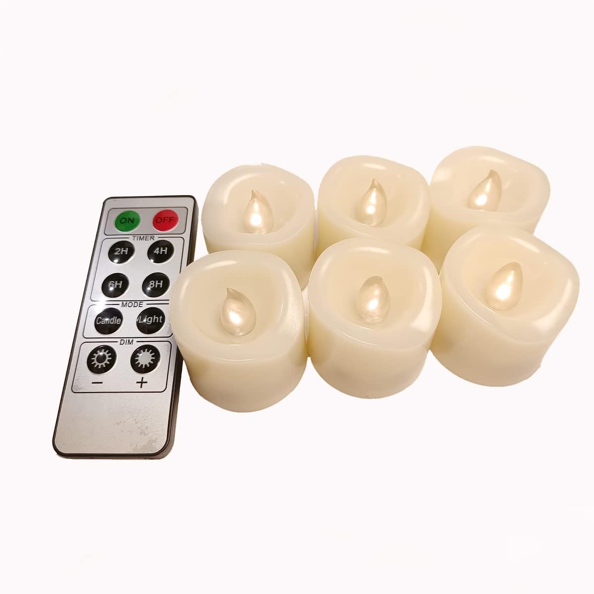 Erosway LED Candles Realistic Flickering Votive Candle Tea Light Battery Operated, 200 Hours of Nonstop Working with 2/4/6/8 Hours Timer and Remote, Set of 6 Flameless Candles(Warm White)