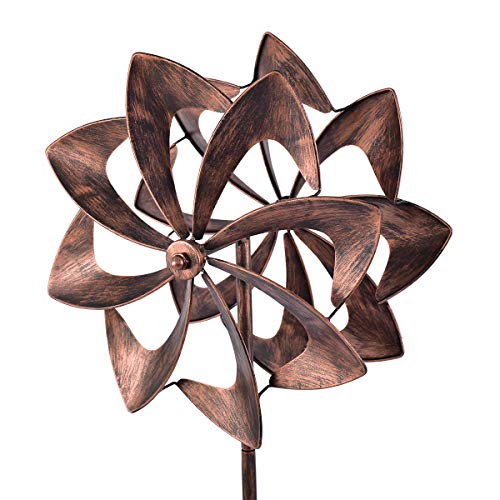 WinWindSpinner 16 Inch Diameter Wind Spinner - Bronze Kinetic Garden Windspinner - Decorative Lawn Ornament Wind Mill - Unique Outdoor Lawn and Garden Décor