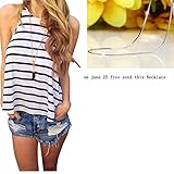 Usstore Vest Tank Tops Vest Stripe Vest T Shirt Casual T-Shirt For Women (S)