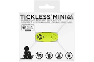 Tickless Mini Ultrasonic Tick Bite and Flea Spread Device Neon Yellow | Fragrance-Free Rechargeable Protection for Cats and Dogs | Nightlight Function | On Collar and Harness