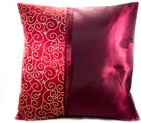Narphosit 16x16 Inchs Gold Aurora Throw Pillow Cover Decorative Sofa Couch Cushion Cover (Black/Red) (maroon)