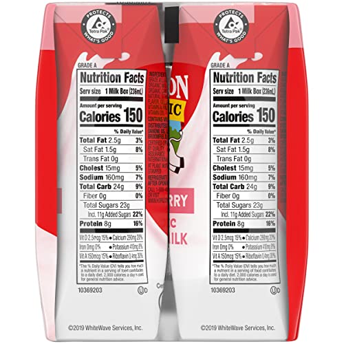 HORIZON ORGANIC SHELF STABLE 1% LOWFAT STRAWBERRY MILK BOXES, PACK OF 6 – 8G PROTEIN PER SERVING
