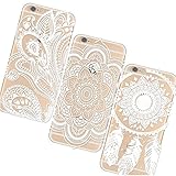iPhone 6 Plus Case,GBSELL 3PC Henna Floral Paisley Flower Clear Hard Case Cover Skin for iPhone 6 Plus (White)