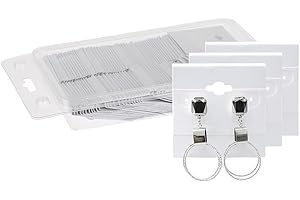 MOOCA Plain 2 x 2 in White Hanging Earring Cards, Velvet Plastic Display Earring Card Holder for Jewelry Accessory Display, 100 Pieces