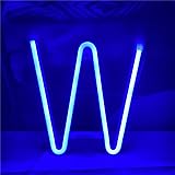 QiaoFei Letter Neon Signs Led Blue Neon Light up Decorative Art Lights Battery/USB Operated Marquee Letters Alphabet Neon Wor