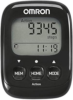 Omron Walking Style IV Schrittzzähler, schwarz, 3D Sensor für genaue Messung, misst aerobe Schritte, Distanz, verbrannte Kalorien; mit Speicher, Action Modus und großem Display, einfache Anwendung