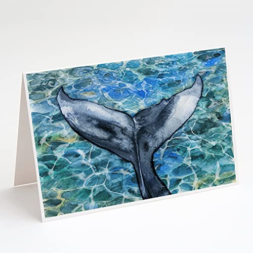 Caroline's Treasures BB5337GCA7P Whale Tail Greeting Cards and Envelopes Pack o…