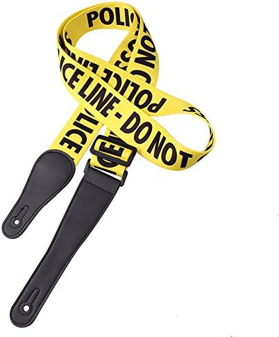 Guitar Strap, Yellow Cordon Pattern Shoulder Strap Polyester and Leather Ends - Suitable For Bass, Electric &amp; Acoustic Guitars.