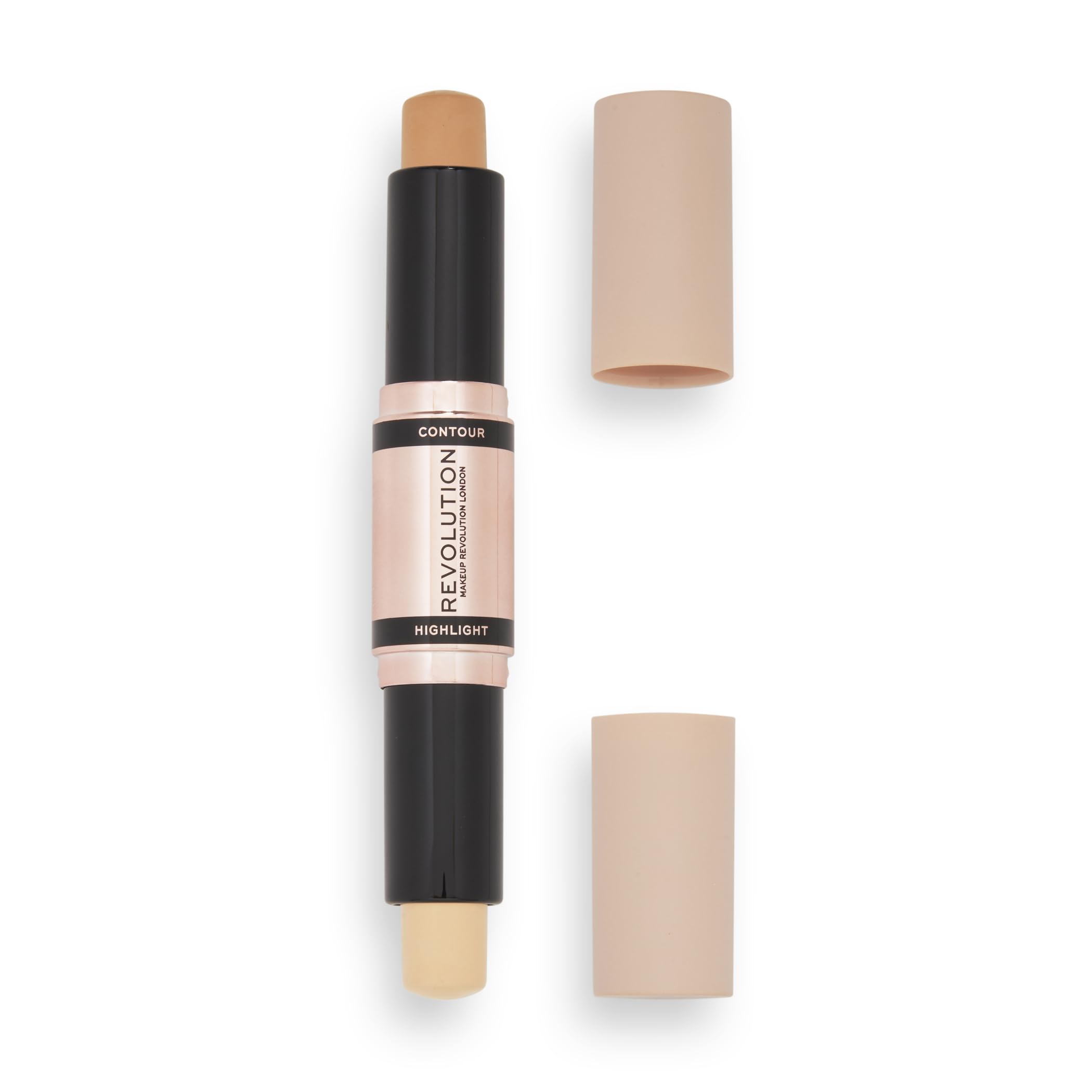 Makeup Revolution Contour Stick Duo Cream Contour & Highlight, Defines Cheekbones & Sculpts the Face, Vegan & Cruelty-Free, Light, 2.4g