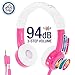 ONANOFF BuddyPhones Inflight, Volume-Limiting Kids Headphones, 3 Volume Settings of 75, 85 and 94 dB, Includes Travel Mode, Perfect for Airplanes, Trains and Cars, Built-in Audio Sharing Cable, Pink