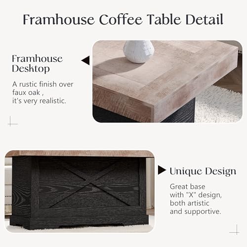 Vlsrka 100x55 CM Mesa de Centro de Madera para Sala, Mesa de Estar, Oficina o Consultoría Estilo Rústico, Muebles rústicos para Sala de Estar (Nogal)