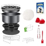 8 inch General Air Fryer Accessories 13 pieces with Recipe Cookbook Compatible with Philips Gowise USA Cozyna Power Airfryer 4.2QT-5.8QT, Kasmotion Deep Fryer Accessories Set of 13