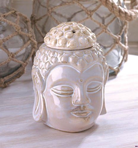 White Ceramic Peaceful Buddha Head Oil Warmer Figurine