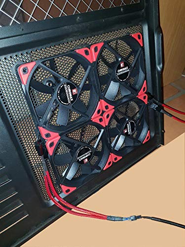 ZEXMTE 4 Pin PWM Fan Case Splitter Cable 1 to 2 Converter Fan Extension Power Cable for Computer PC, Red Sleeved Braided,4 pcak