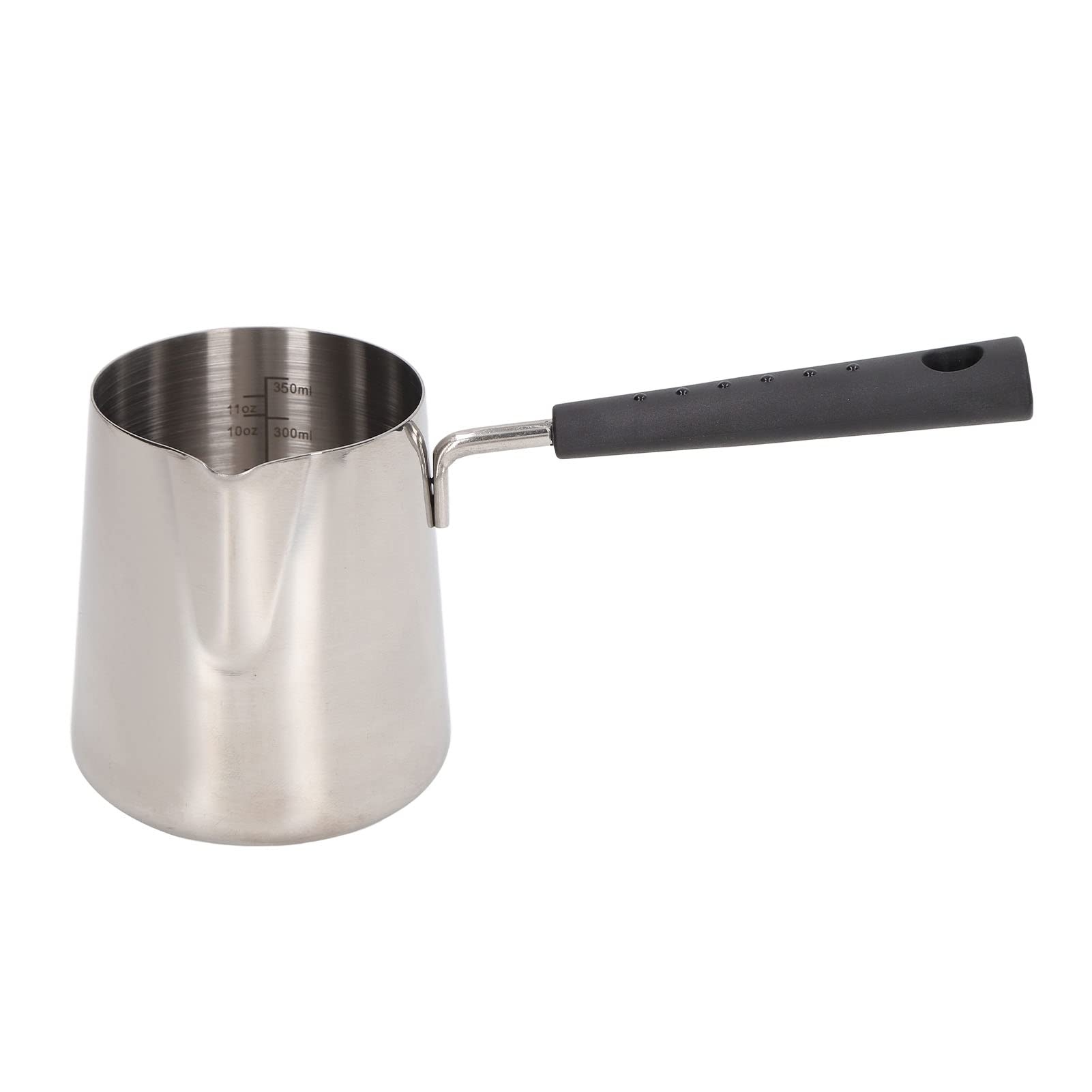 Photo 1 of Tomotato Coffee Milk Frothing Pitcher with No Drip Spout and Long Handle, 350ml 304 Stainless Steel Steaming Jug for Espresso Machine Cappuccino Latte Art, Barista Steam Milk Pan, Dishwasher Safe