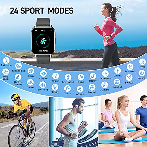 Smart Watch, mebossco Fitness Tracker for Women Men, 1.69 Inch Smartwatch with Sleep Heart Rate Monitor, IP68 Waterproof Sports Watch with Step Counter, Fitness Watch for Android iOS Phones, Black