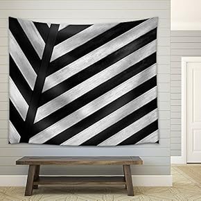 Black and White Geometric Stripe in Black and White - Fabric Wall Tapestry Home Decor - 51x60 inches