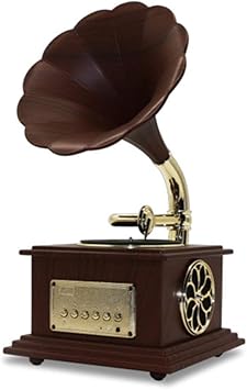 record player with horn speaker