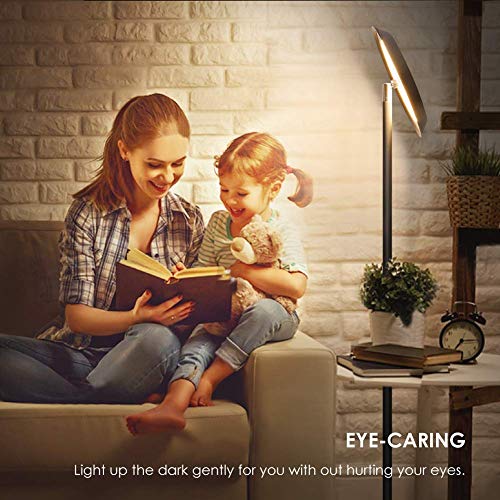 Floor lamp, Lamps For Living Room, LED Dimmable Modern Tall Standing Pole Light, TECKIN Touch Control Reading Light for Bedrooms Offices,3000K Warm White, 20W, Black